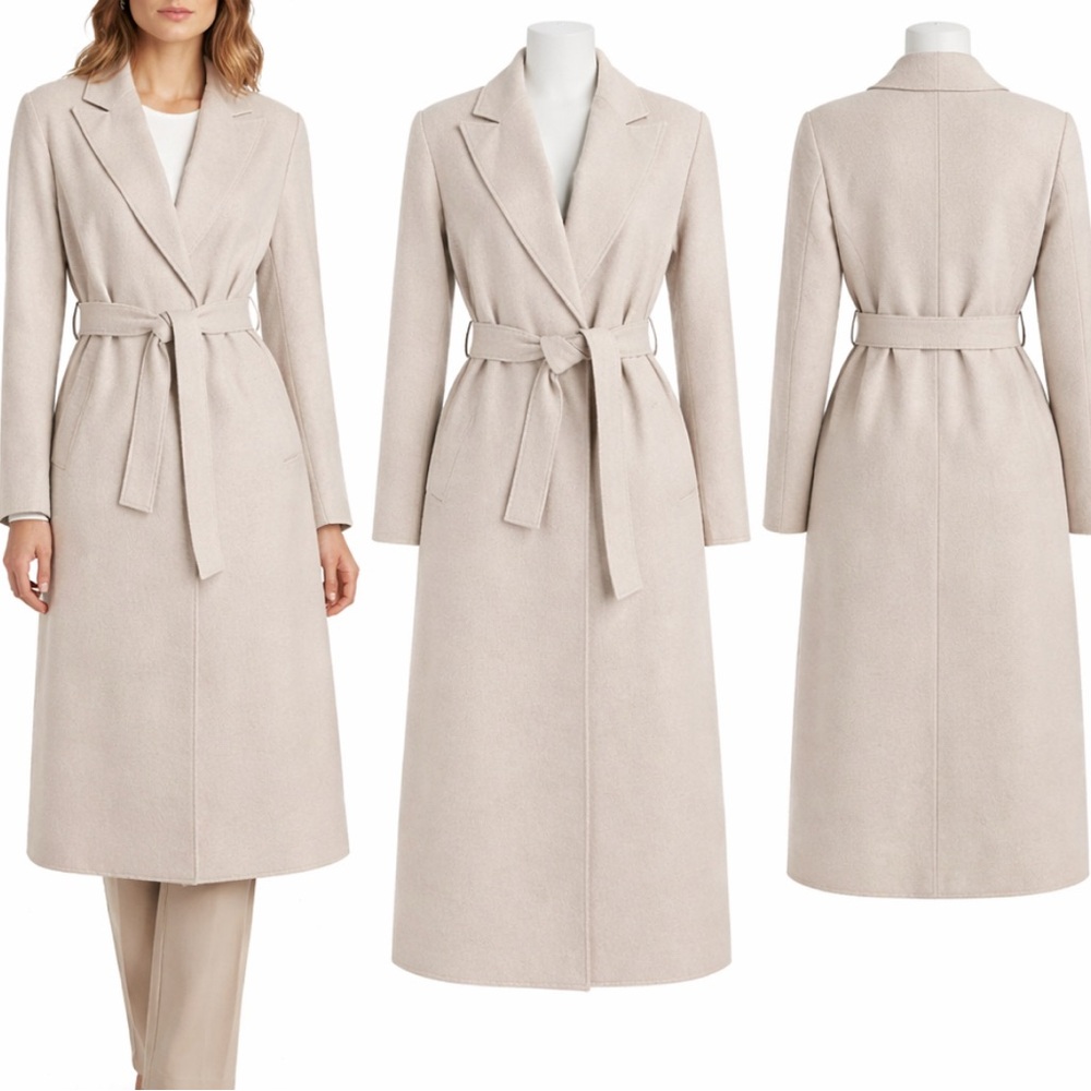 Ralph Lauren Double Face Wool Blend Wrap Coat